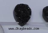 CAG8147 Top drilled 30*40mm teardrop black plated druzy agate beads