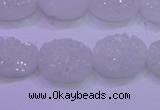 CAG8150 7.5 inches 10*14mm oval white plated druzy agate beads