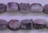 CAG8152 7.5 inches 10*14mm oval silver plated druzy agate beads