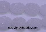 CAG8160 7.5 inches 12*16mm oval white plated druzy agate beads