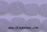 CAG8170 7.5 inches 13*18mm oval white plated druzy agate beads