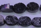 CAG8177 7.5 inches 13*18mm oval black plated druzy agate beads