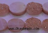 CAG8181 7.5 inches 15*20mm oval champagne plated druzy agate beads