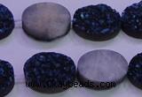 CAG8186 7.5 inches 15*20mm oval blue plated druzy agate beads