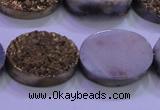 CAG8193 7.5 inches 18*25mm oval glod plated druzy agate beads