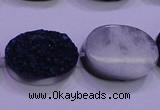 CAG8196 7.5 inches 18*25mm oval blue plated druzy agate beads