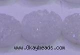 CAG8200 7.5 inches 20*30mm oval white plated druzy agate beads