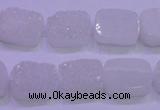 CAG8210 Top drilled 10*14mm rectangle white plated druzy agate beads