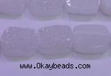 CAG8220 Top drilled 12*16mm rectangle white plated druzy agate beads