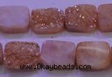 CAG8221 Top drilled 12*16mm rectangle champagne plated druzy agate beads