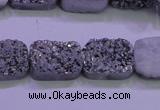 CAG8232 Top drilled 13*18mm rectangle silver plated druzy agate beads