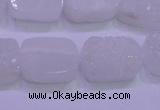 CAG8240 Top drilled 15*20mm rectangle white plated druzy agate beads