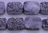 CAG8242 Top drilled 15*20mm rectangle silver plated druzy agate beads