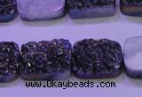 CAG8244 Top drilled 15*20mm rectangle rainbow plated druzy agate beads