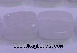 CAG8250 Top drilled 18*25mm rectangle white plated druzy agate beads