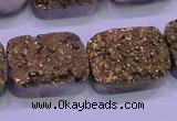 CAG8253 Top drilled 18*25mm rectangle glod plated druzy agate beads