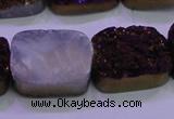 CAG8255 Top drilled 18*25mm rectangle purple plated druzy agate beads