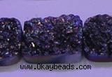 CAG8264 Top drilled 20*30mm rectangle rainbow plated druzy agate beads