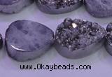 CAG8312 7.5 inches 18*25mm teardrop silver plated druzy agate beads