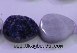 CAG8316 7.5 inches 18*25mm teardrop blue plated druzy agate beads