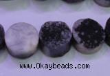 CAG8357 7.5 inches 14mm coin black plated druzy agate beads