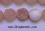 CAG8361 7.5 inches 16mm coin champagne plated druzy agate beads