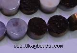 CAG8365 7.5 inches 16mm coin purple plated druzy agate beads