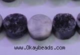 CAG8367 7.5 inches 16mm coin black plated druzy agate beads