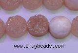 CAG8371 7.5 inches 18mm coin champagne plated druzy agate beads