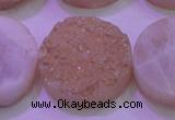 CAG8401 7.5 inches 30mm coin champagne plated druzy agate beads