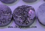 CAG8402 7.5 inches 30mm coin silver plated druzy agate beads