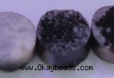 CAG8407 7.5 inches 30mm coin black plated druzy agate beads