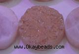 CAG8411 7.5 inches 35mm coin champagne plated druzy agate beads