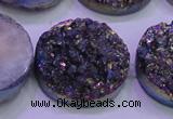 CAG8414 7.5 inches 35mm coin rainbow plated druzy agate beads