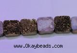 CAG8420 7.5 inches 10*10mm square gold plated druzy agate beads