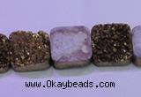 CAG8424 7.5 inches 18*18mm square gold plated druzy agate beads