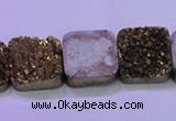 CAG8425 7.5 inches 20*20mm square gold plated druzy agate beads