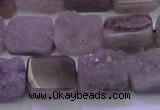 CAG8451 15.5 inches 10*14mm rectangle grey druzy agate gemstone beads