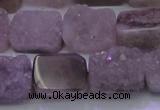 CAG8452 15.5 inches 12*16mm rectangle grey druzy agate gemstone beads