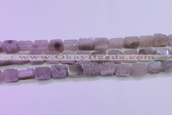 CAG8452 15.5 inches 12*16mm rectangle grey druzy agate gemstone beads