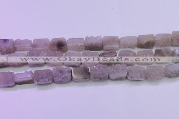 CAG8453 15.5 inches 13*18mm rectangle grey druzy agate gemstone beads