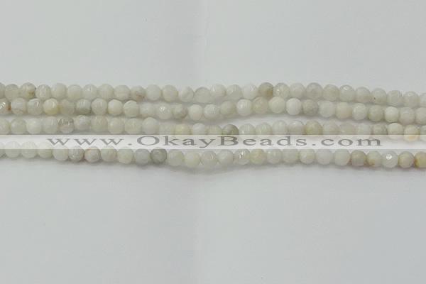 CAG8513 15.5 inches 4mm faceted round grey agate beads wholesale