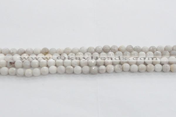 CAG8515 15.5 inches 8mm faceted round grey agate beads wholesale