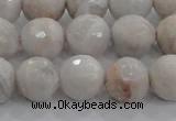 CAG8518 15.5 inches 14mm faceted round grey agate beads wholesale