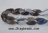 CAG8568 20*40mm faceted & twisted oval grey agate beads wholesale