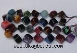 CAG8577 15.5 inches 15*16mm - 17*18mm cube dragon veins agate beads