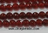 CAG8590 15.5 inches 6mm faceted round red agate gemstone beads