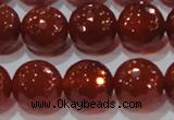 CAG8595 15.5 inches 16mm faceted round red agate gemstone beads