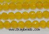 CAG8601 15.5 inches 6mm faceted round yellow agate gemstone beads