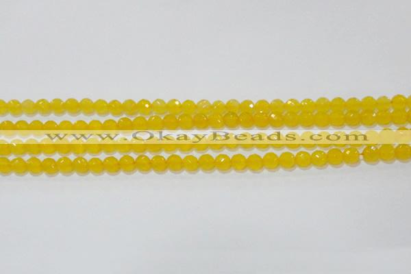 CAG8601 15.5 inches 6mm faceted round yellow agate gemstone beads